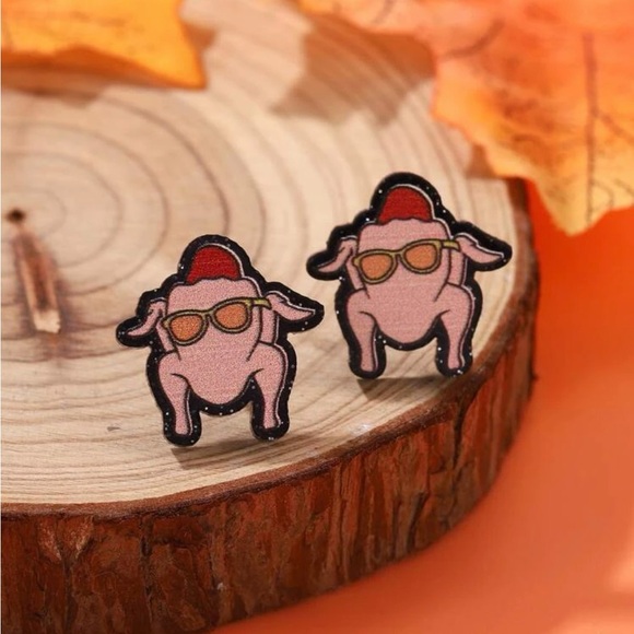 Acrylic Turkey FRIENDS Stud Earrings - Picture 2 of 5